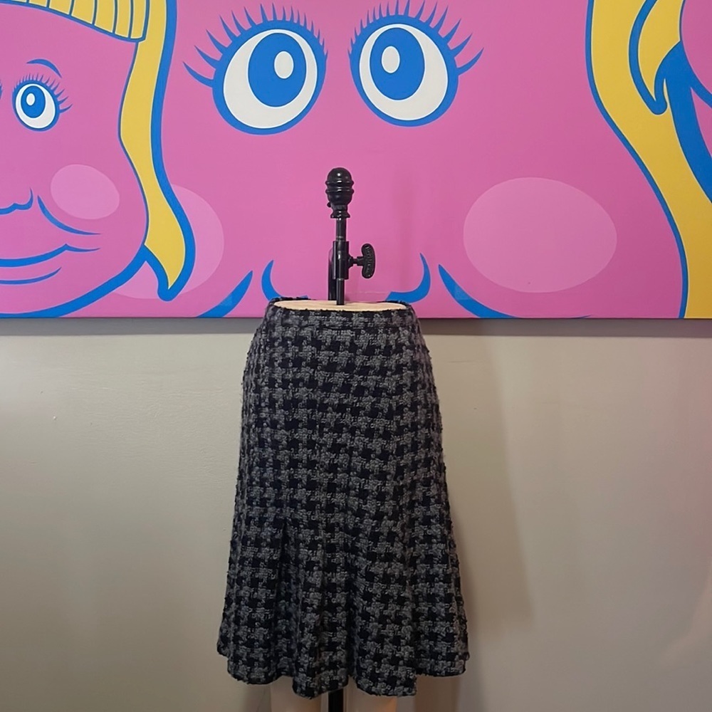 Moschino Cheap Chic Gray Black Wool Tweed Houndstooth Trumpet Skirt - Picture 1 of 10